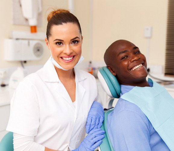 Close-up of happy, smiling dental patient