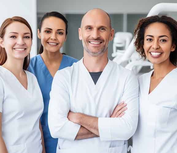 Dental team smiling